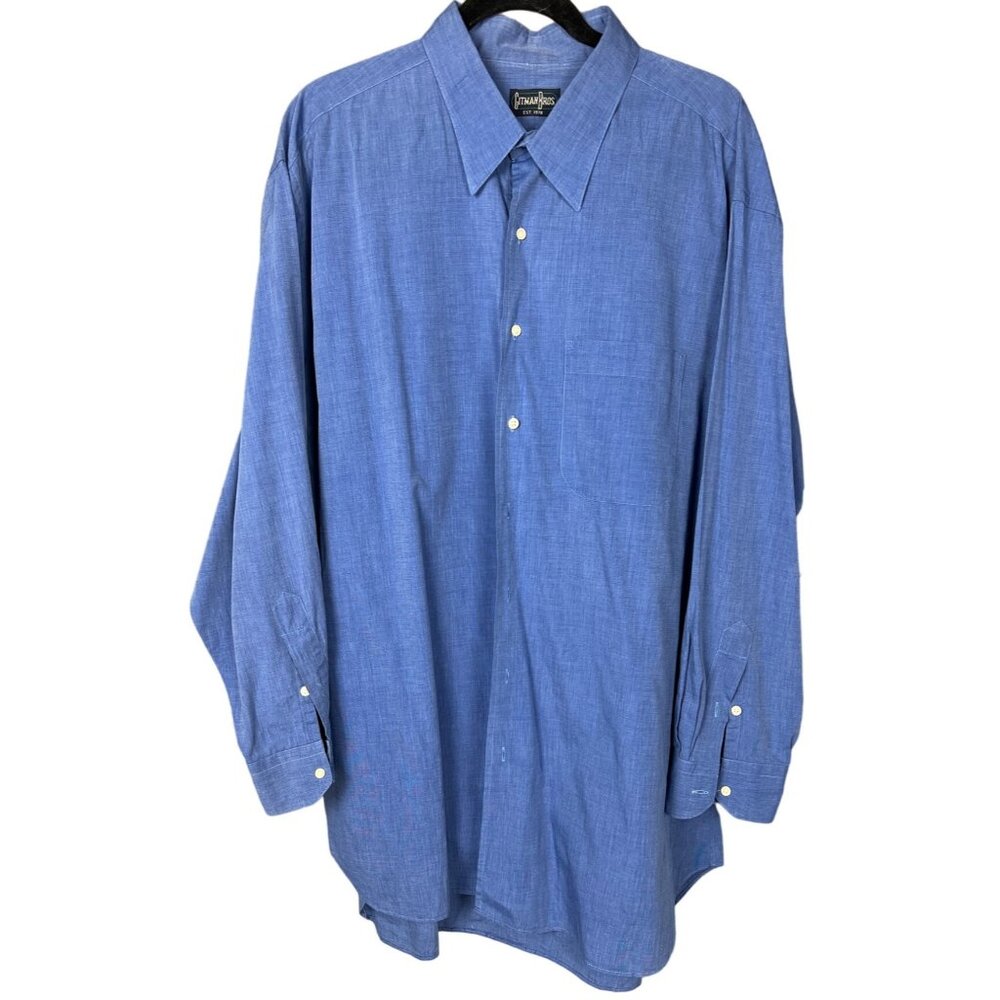 Gitman Bros. Cobalt Clue Mens Button Up Size 18-3… - image 1